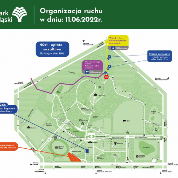 Organizacja parkowania w Parku Śląskim 11 czerwca