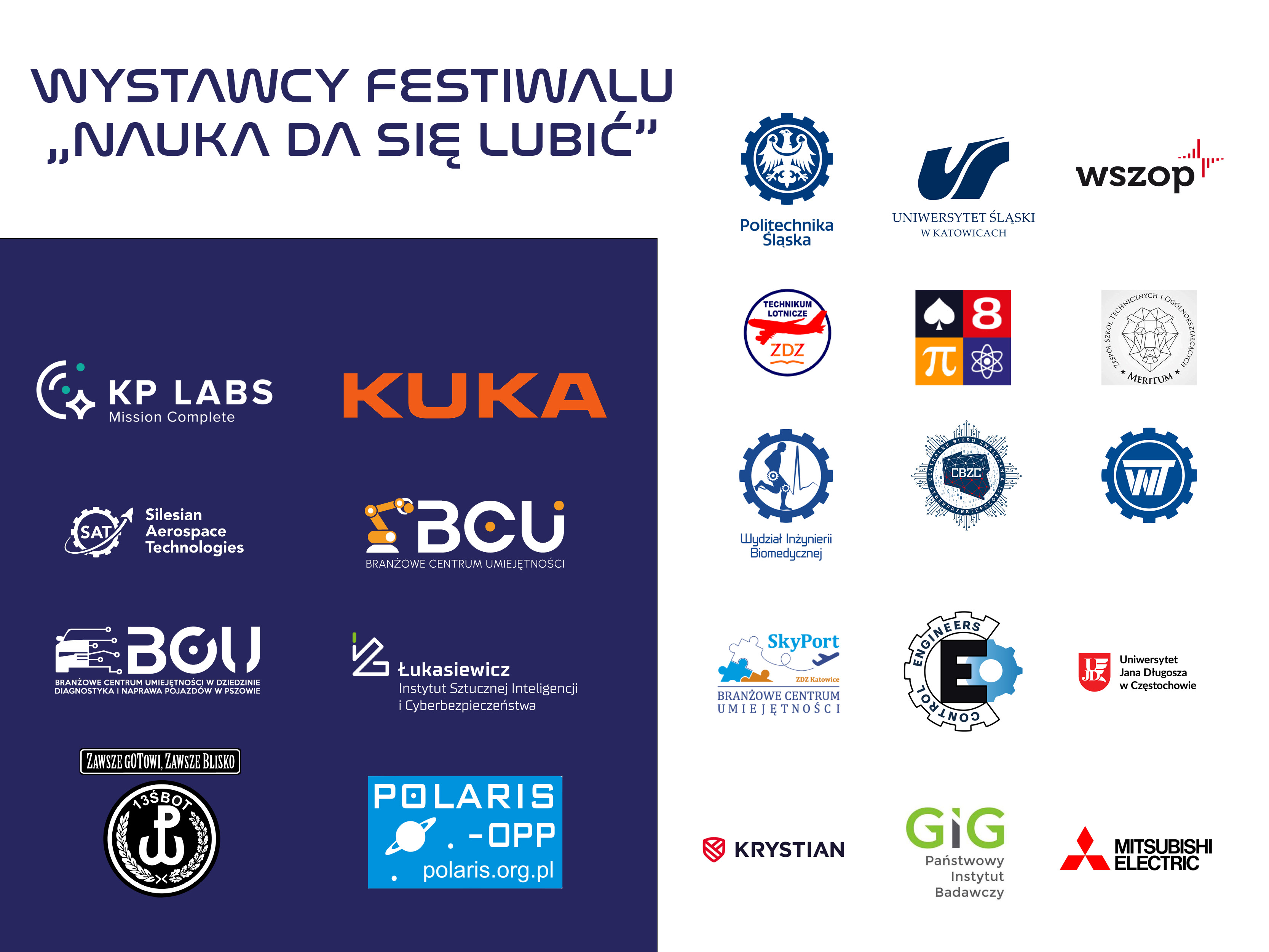 Plansza prezentująca wystawców festiwalu Nauka da się lubić